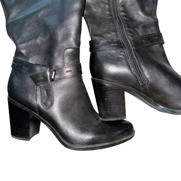 Naturalizer Kamora Black Leather Knee High Wide Calf Boots Sz 8 - Picture 2 of 7